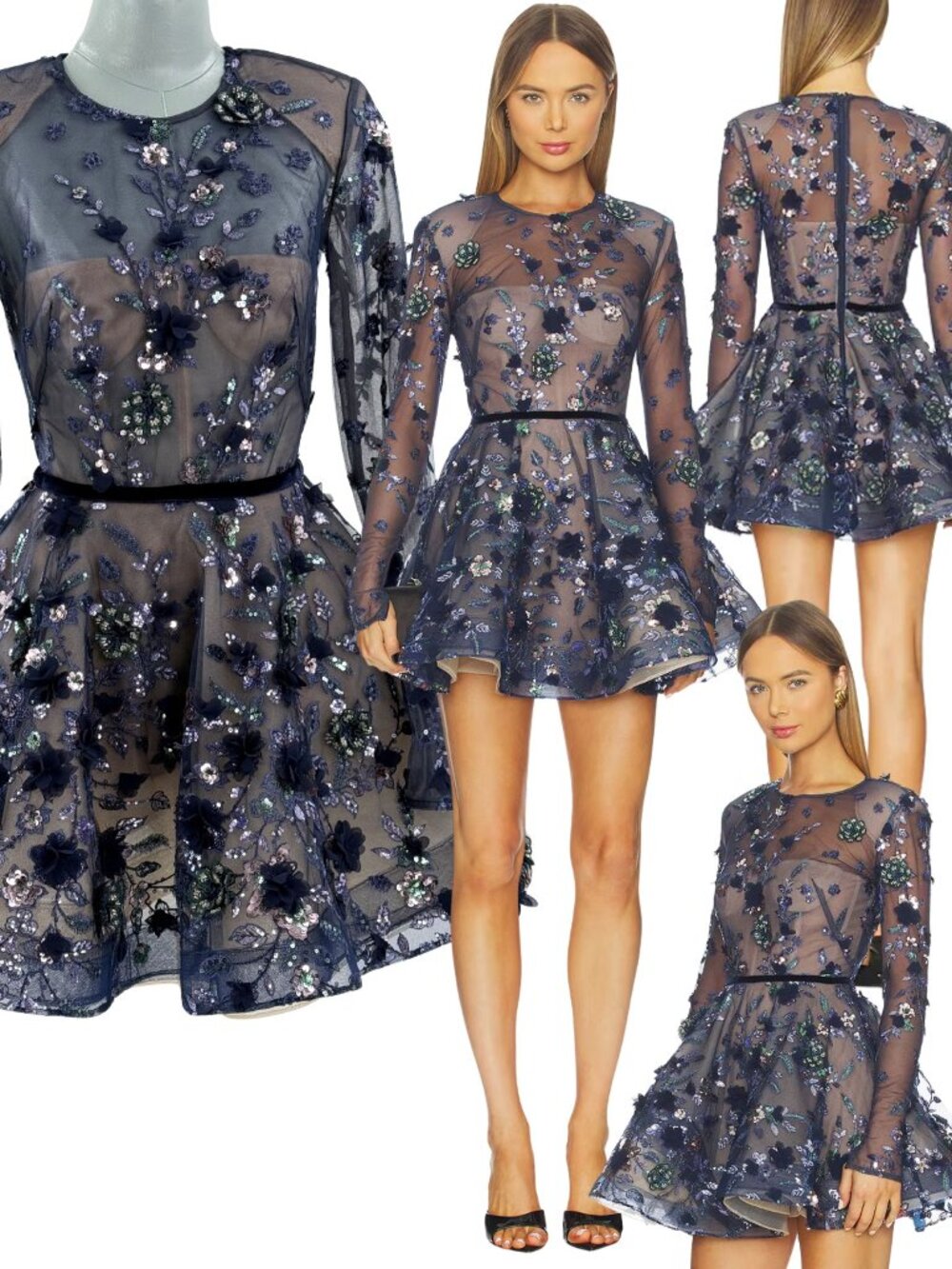 🆕 BRONX & BANCO 🧿 NWOT Talulah Long Sleeve Mini Dress, Navy - Sz XS US 2